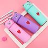 Yousheng Stand Up Pen Case Bear Shape Silicone Storage Box Animal Inspired Design Zipper Closure Gadgets Cosmetics Organizer