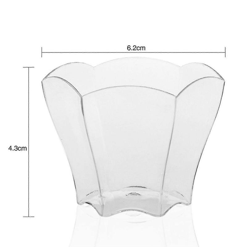 96Pcs Disposable Plastic Dessert Cups, 70ml Transparent Flower Petal Mousse Cups