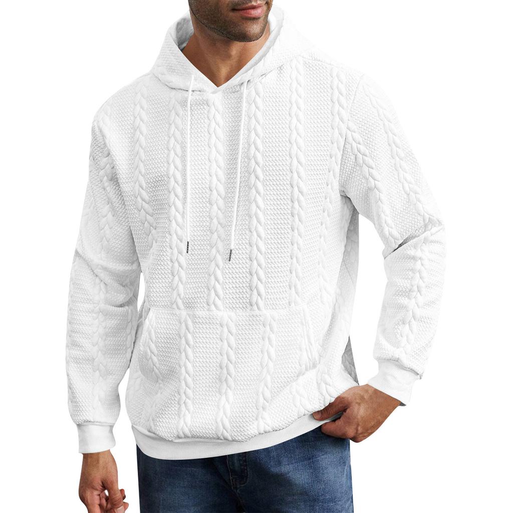 Мужская мода однотонный вязаный свитер с капюшоном и завязками с длинными рукавами