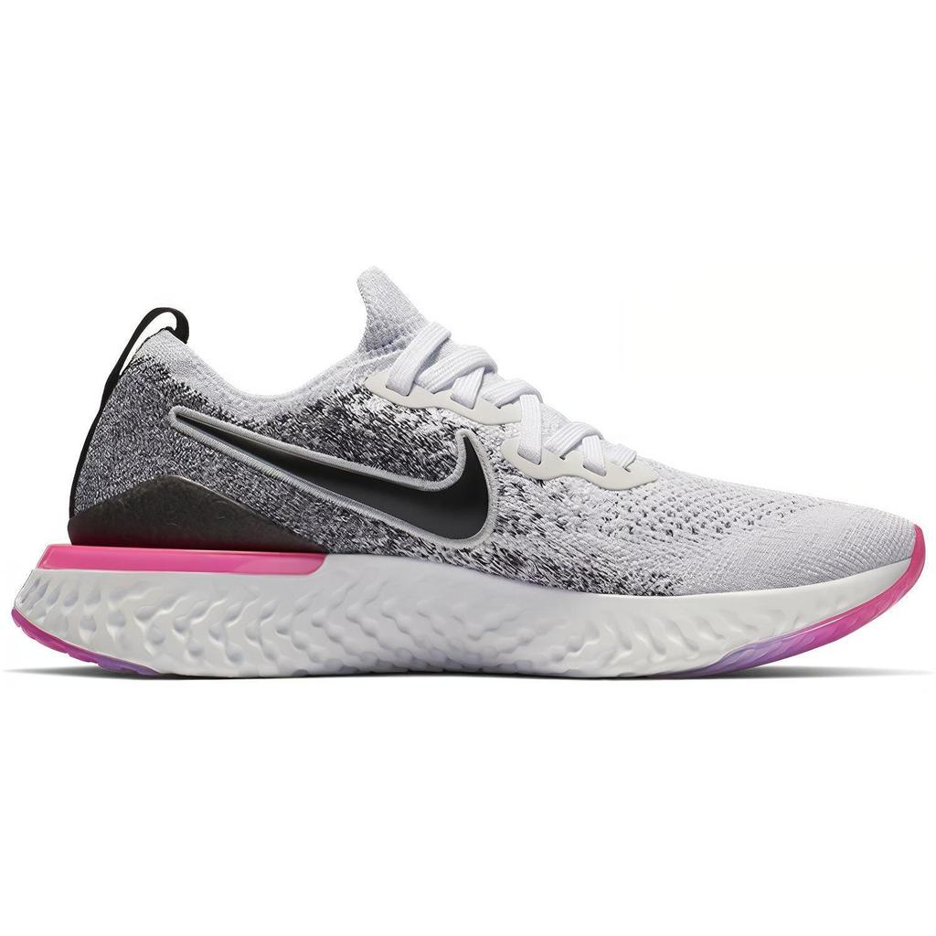 Nike Womens Epic React Flyknit 2 'Oreo Pink' (women's sizes) White / Hyper Pink-Blue Tint-Black Running Shoes BQ8927 103