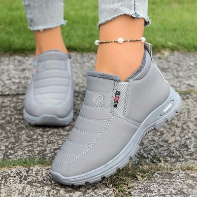 Женские однотонные пушистые ботинки, зимние теплые ботинки на толстой мягкой подошве с подкладкой, нескользящие теплые короткие ботинки