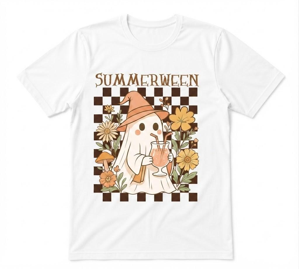 Halloween Ghost Summerween Summer Cocktail White T-shirt