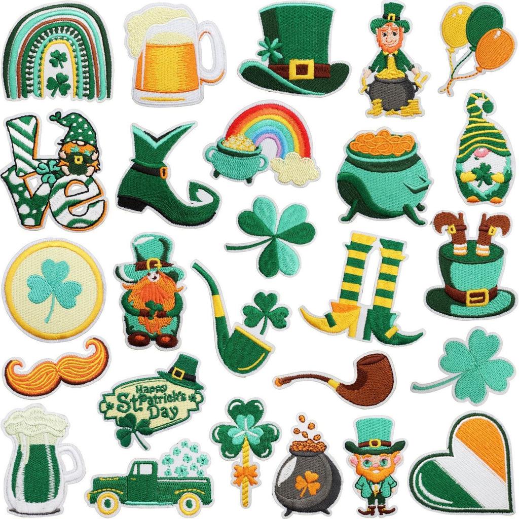Clover Series Embroidery Cloth Sticker Holiday Clothes Decoration St. Patrick'S Day Patch Sticker Car Rainbow Chapter Boy