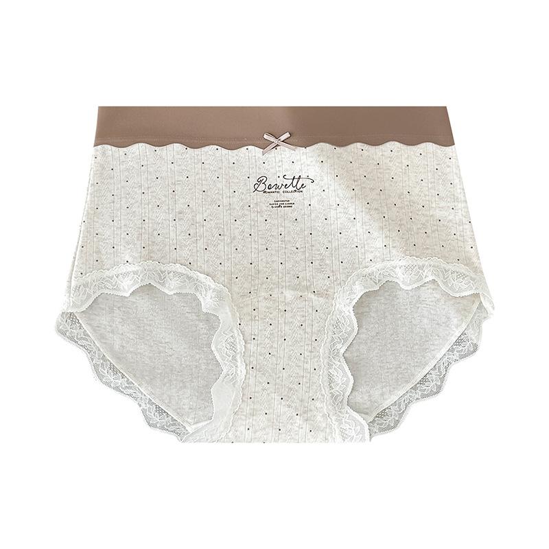 Women's Summer Cotton Jacquard Print 10A Bacteri Resistant Mid Waist Breathable Briefs