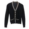 Wool Long Sleeve Knit Cardigan S Black Women Used