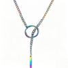 Colorful Love Double-layer Necklace, Niche Style Y-chain Collarbone Chain, Stainless Steel Does Not Fade