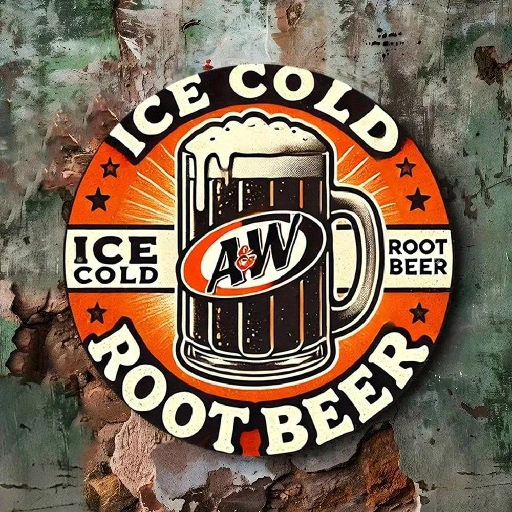 Винтажная металлическая жестяная вывеска A&W Root Beer 12x16 Ретро Настенный Декор Классический Дизайн Пивной Кружки Прочное Барное Искусство