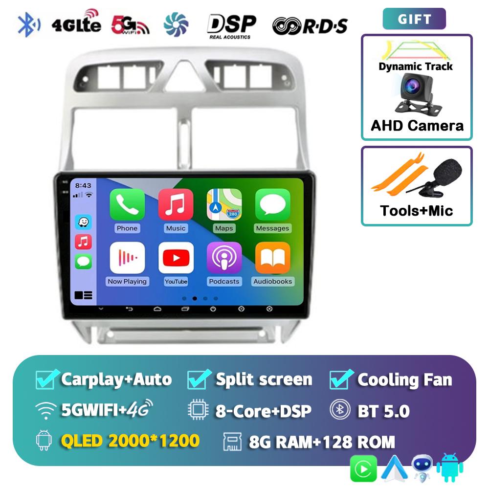 Android 14 Carplay Auto 4G+WIFI 2din Автомагнитола Для Peugeot 307 2002-2013 Мультимедийный Видеоплеер GPS Навигация Головное Устройство Стерео