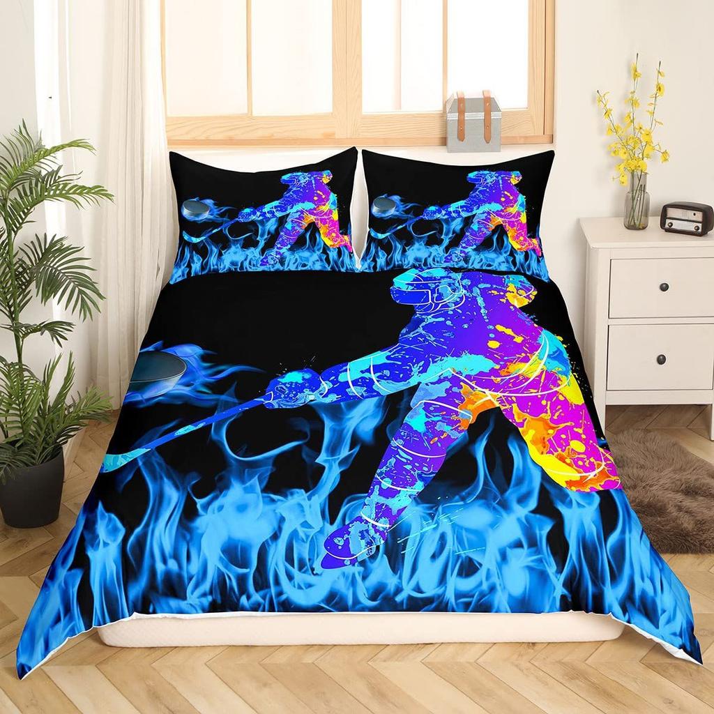 Ice Hockey 3D Digital Printing Quilt Cover Home Textile Three-Piece Three-Piece Set