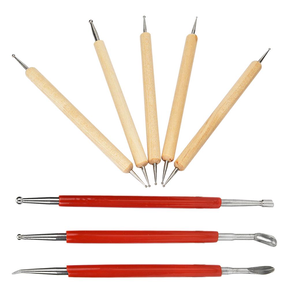 8 шт. DIY Handmade Leather Craft Stylus Tool Spoon Double Head Point Drill Pen Kit Set