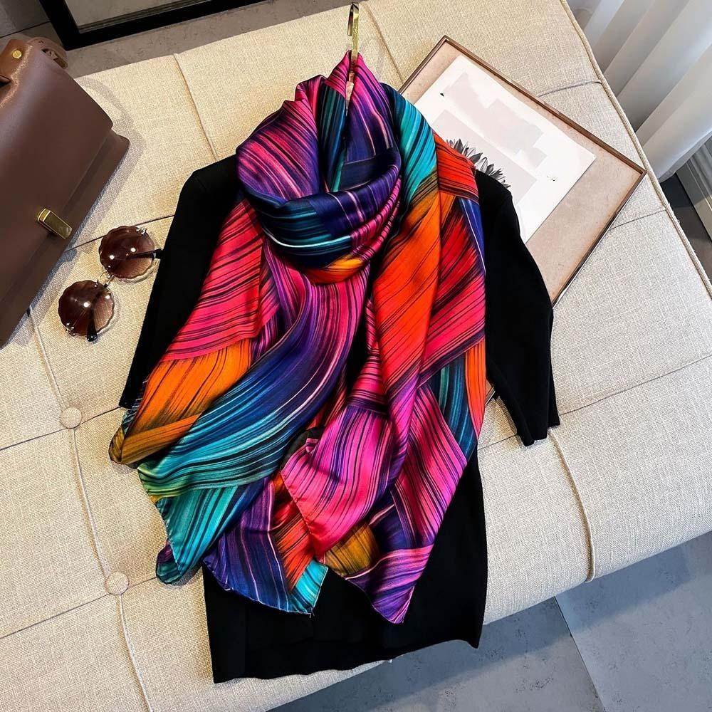 Cotton Ethnic Style Yarn Shawl Breathable Square Hijab Scarf Sweet Big Pattern Headscarf  Summer