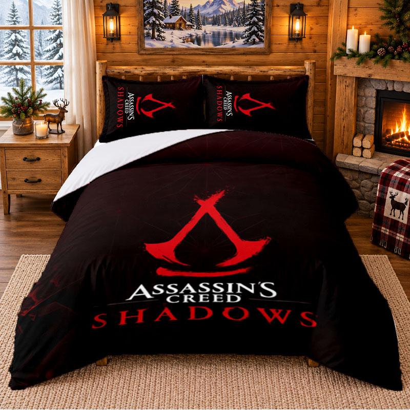 Assassins Creed Pattern Bedding 3Pcs Set Bed Sheet And Pillowcases For Indoor Bedroom