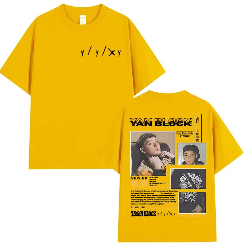 Rapper Yan Block Tour 2025 Album Graphic TShirt Men Hip Hop Gothic Short Sleeve Tshirt Vintage Oversized Cotton Tees Streetwear