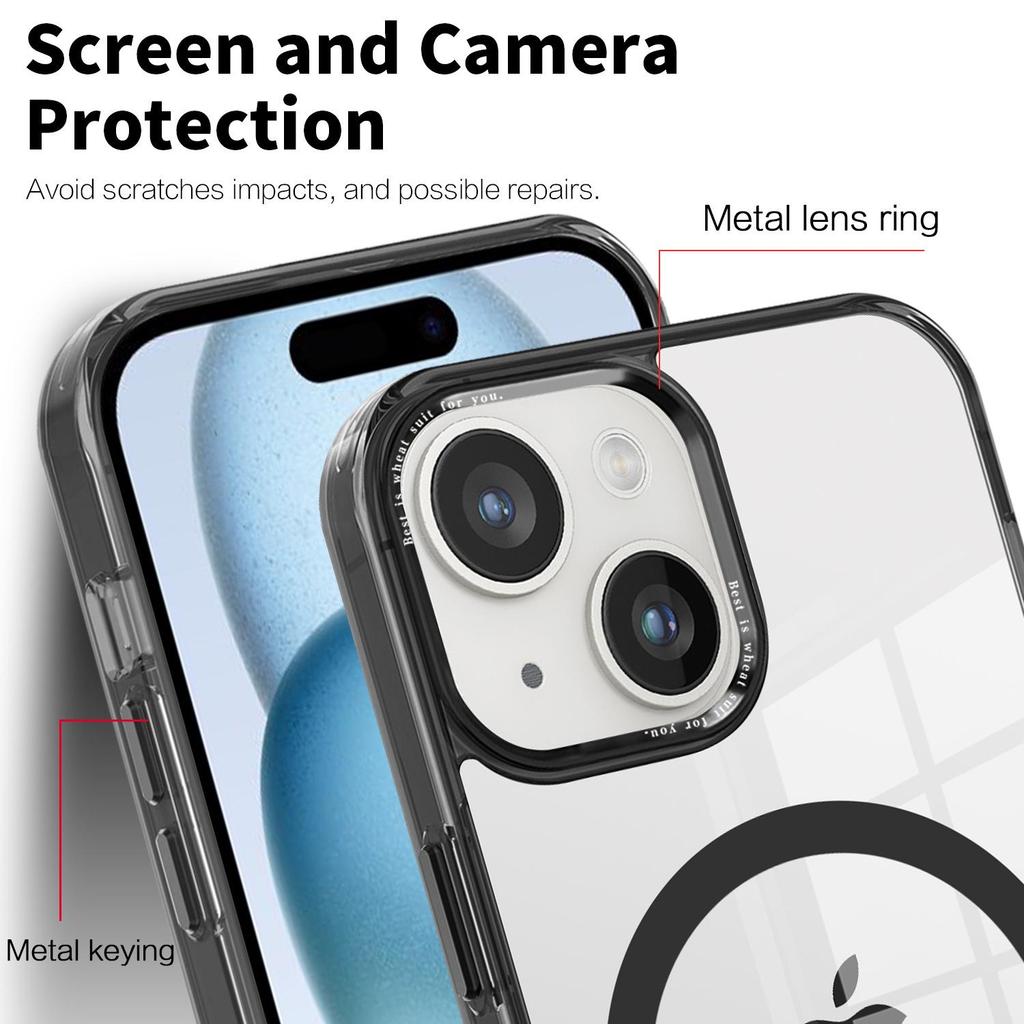 Гальванизированный Акриловый Магнитный Чехол для iPhone 14 Pro Max/15 - Защитная Крышка 2-в-1