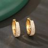 Dazzling CZ Stone Paved Hollow Gold Color Hoop Earrings For Women Luxury Trendy Female Circle Statement Jewelry