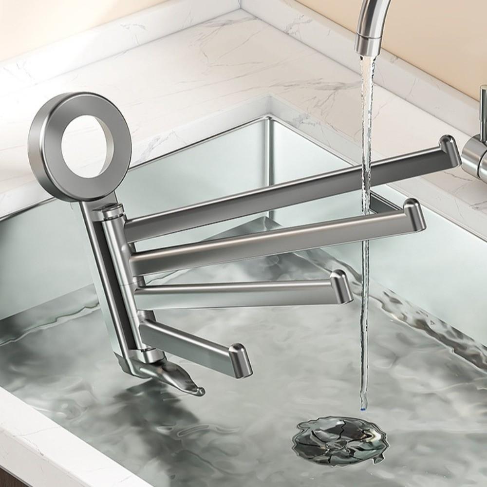 Rotating Towel Hanger Wall Mounted Bath Towel Holder Multi-Rod Towel Rack Shower