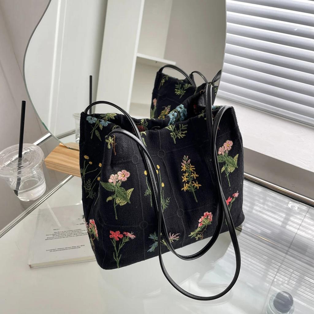 Сумка большой емкости Холстовая сумка для отдыха Маленькая сумка с цветочным принтом