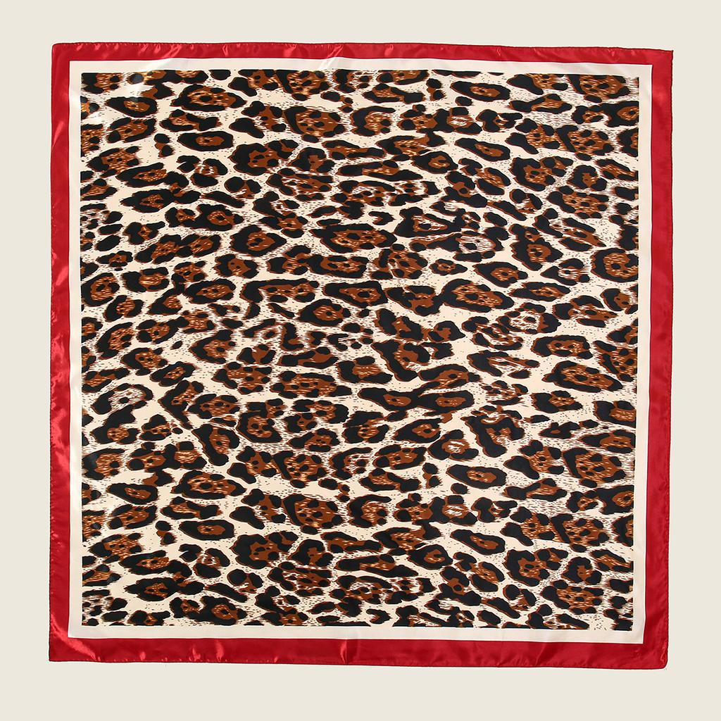 90*90Cm Satin Square Scarf Women Leopard Print Shawl Hair Wrap Silk Feeling Satin Neckerchief Hair Band Classics Leopard Bandana