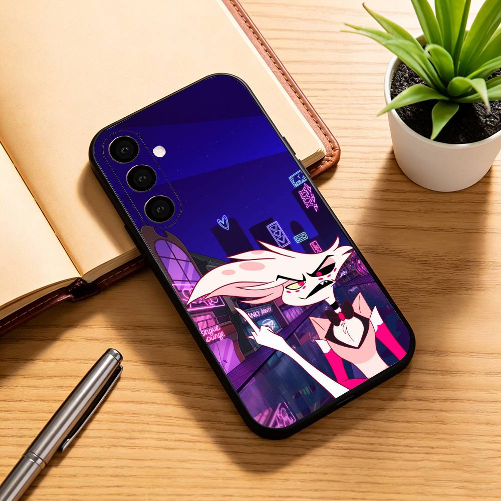 H-hazbin hotel ангел пыль Чехол для телефона Черный Силикон Мягкий Для Samsung Galaxy A73,A72,A71,A70,A53,A52,A51