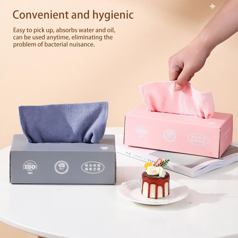20Pcs/box Microfiber Towel Absorbent Kitchen Cleaning Dishcloth Non-stick Oil Dish Rags Napkins Tableware Home Cleaning Towels