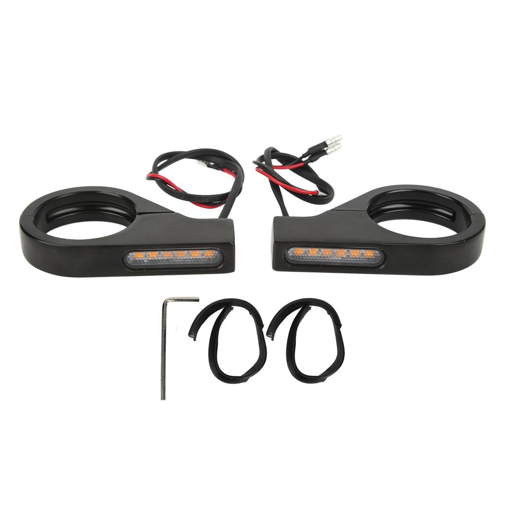 12V Motorcycle LED Turn Signal Light Waterproof Bright Universal Blinker Lamp for 41mm Fork Tubes