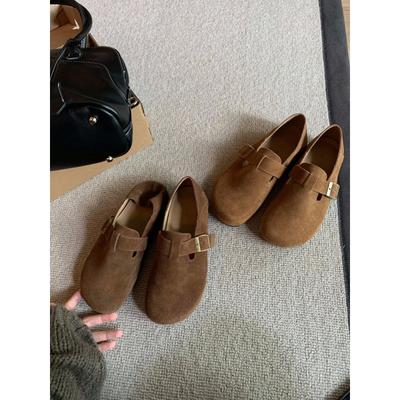 Версия из овчины~ Натуральная кожа, одна педаль, ремешки с пряжками на пятке, одинарная обувь, ленивая женская обувь, маленькие кожаные туфли Boken