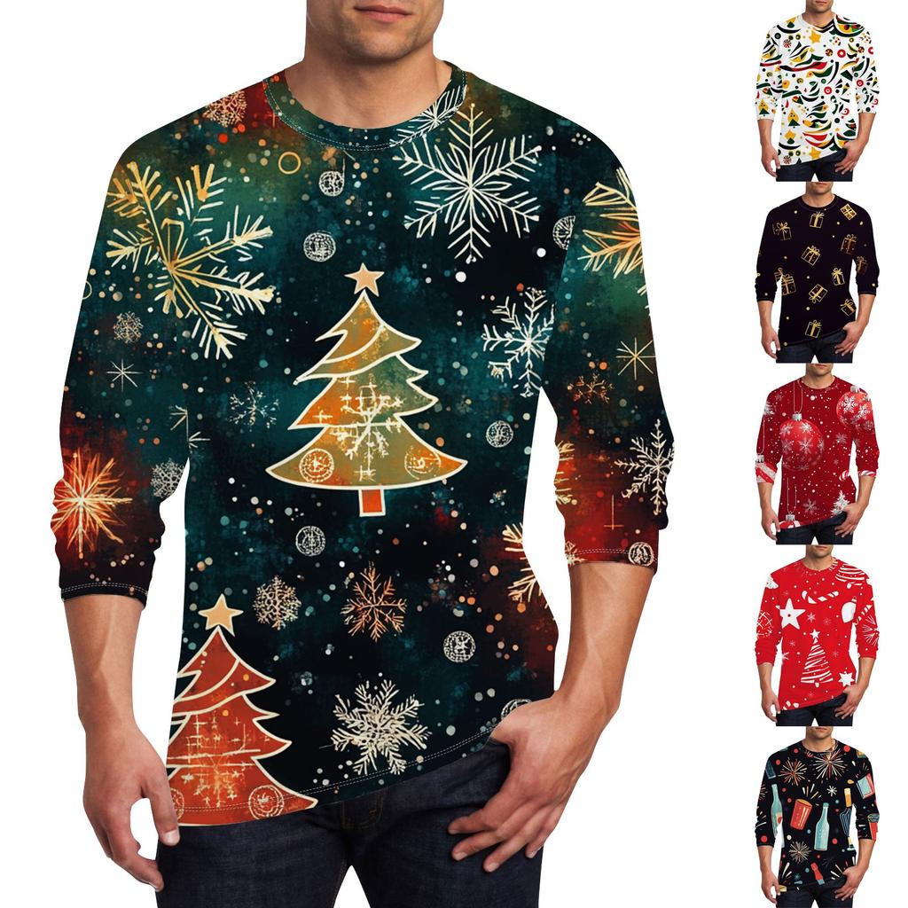 Men's T Shirt O-Neck Clothing Apparel Outdoor Long Sleeve Print Fashion Designer Vintage