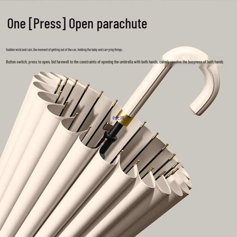 Очень большой женский ветрозащитный зонт на 24 спицы для двоих с длинной ручкой и крючком