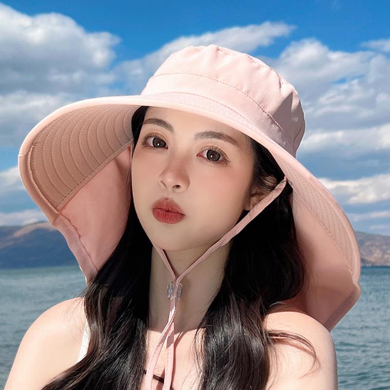Summer Women Bucket Hat With Shawl Lightweight Breathable Face Neck Protection Sun Hat Beach Cap Design Travel