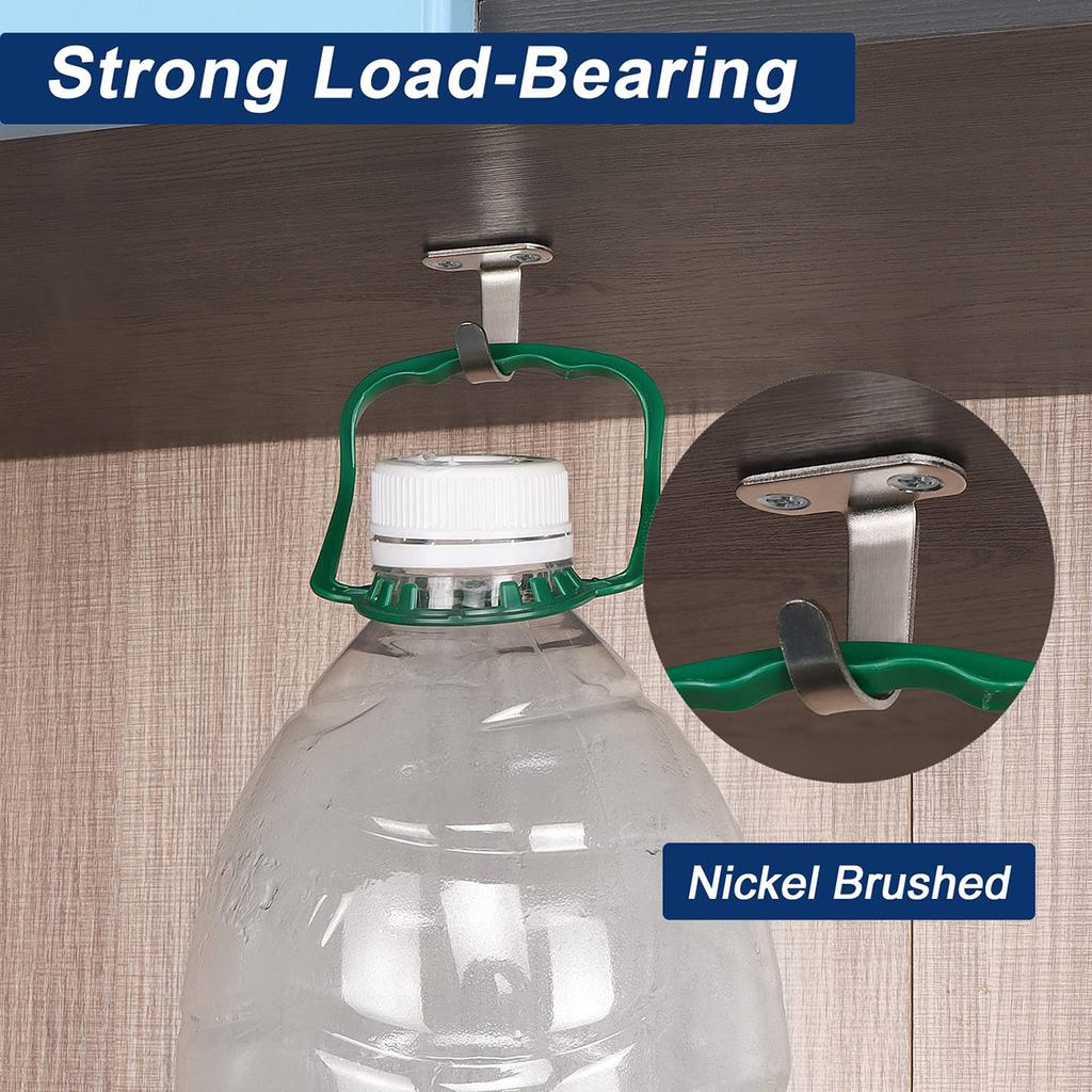 10Pcs Stainless Steel Screw Mounted Ceiling Hooks Under-Shelf Towel Robe Clothes Hook Heavy Duty Coat Hook Hanger