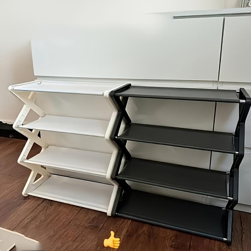 4 Tier Foldable Shoe Rack Space Saving Free Standing Shoe Storage Organizer for Closet Hallway