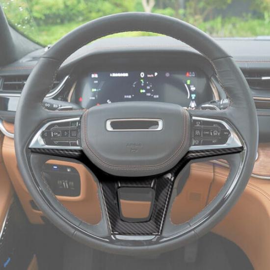 Carbon Fiber Steering Wheel Dashboard Cover Trim Kit for Jeep Grand Cherokee 21+