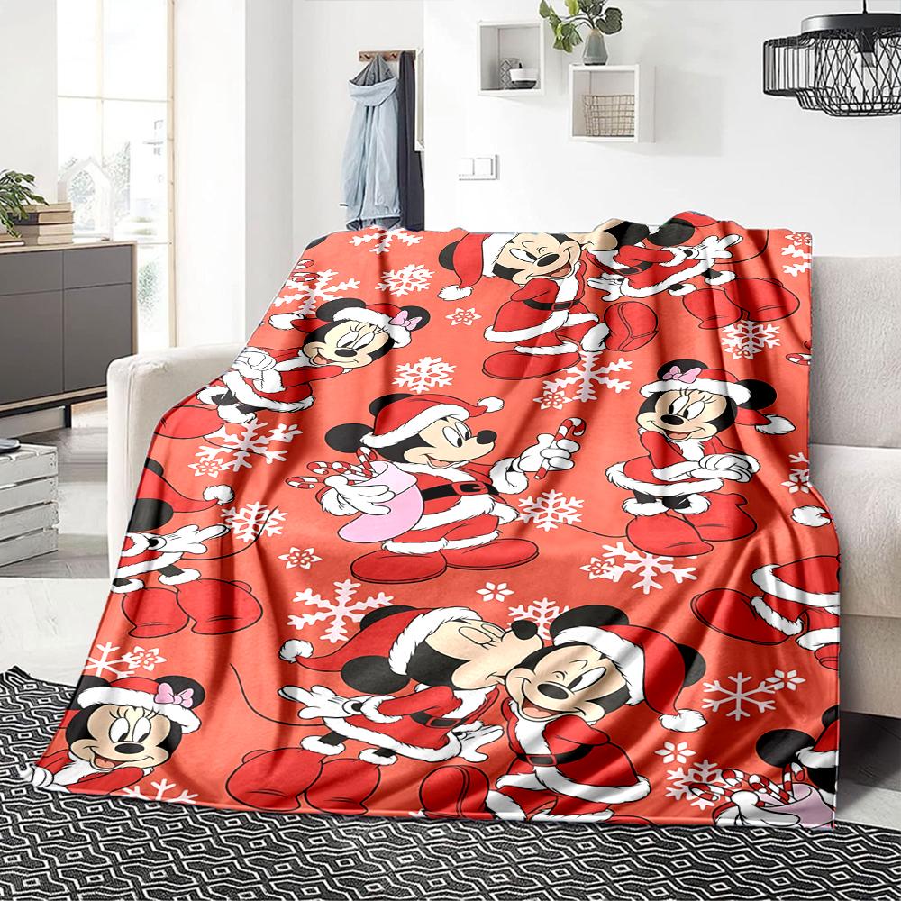 Mickey Minnie Christmas Blanket Soft Throw Blanket For Home Bedroom Bed Sofa Travel Office Solid Christmas Blanket