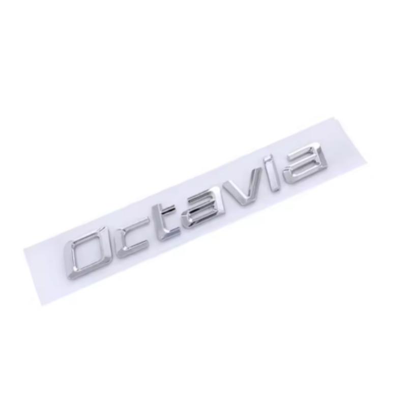 AAABU1 Car Chrome Black Logo Octavia Emblem Letters Car Rear Trunk Sticker For Skoda Octavia 1 2 3 4 MK3 MK4 MK5 RS VRS Accessories
