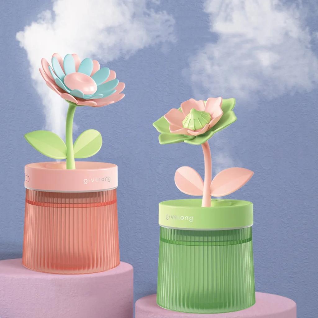 2026 USB Portable Ultrasonic Humidifier - Colorful Cup Aroma Diffuser, Cool Mist Maker, Flower Air Purifier with LED Light