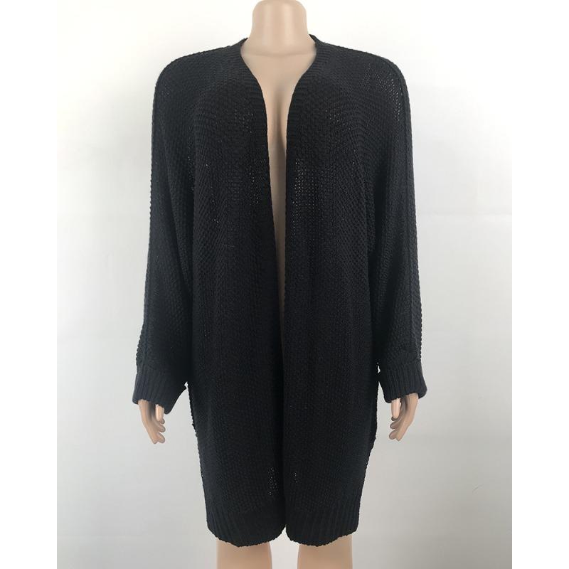 Fall and Winter Women's Plus Size Knitwear Long Split Rolled Sleeve Cardigan Sweater