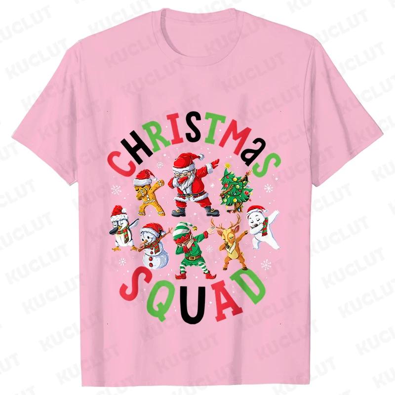 Футболка Christmas Squad Crew для женщин, хип-хоп, мягкие топы Y2k, модные повседневные футболки с принтом Санта-Клауса в стиле Харадзюку, футболки с коротким рукавом