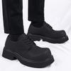 Derby Shoes Black Men's Shoes 2025 New Winter Platform Heightening Big Head Shoes Casual Matte Men's Round Head Leather Shoes