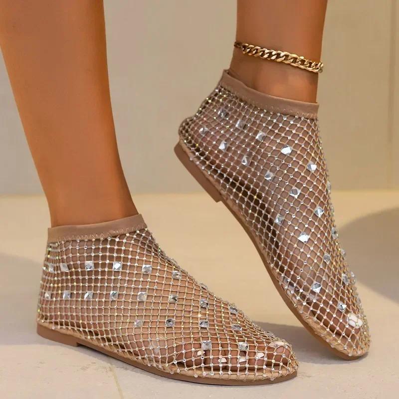 2024 Горячая Распродажа Туфли для женщин Слипоны женские сандалии модные повседневные сандалии с кристаллами женские летние сандалии больших размеров в сетку сапоги