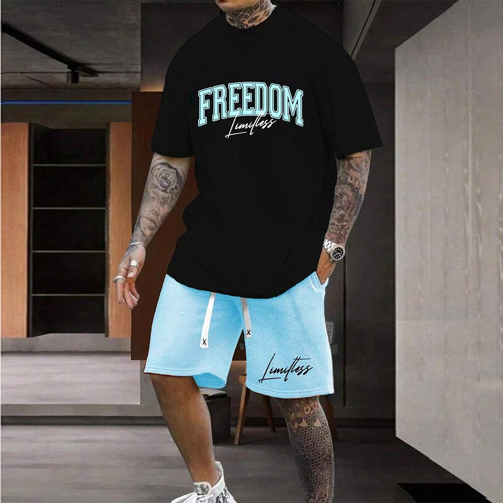 Летний модный мужской комплект в стиле Y2K, очень большой мужской свободный топ, освежающий и дышащий комплект для путешествий и отдыха