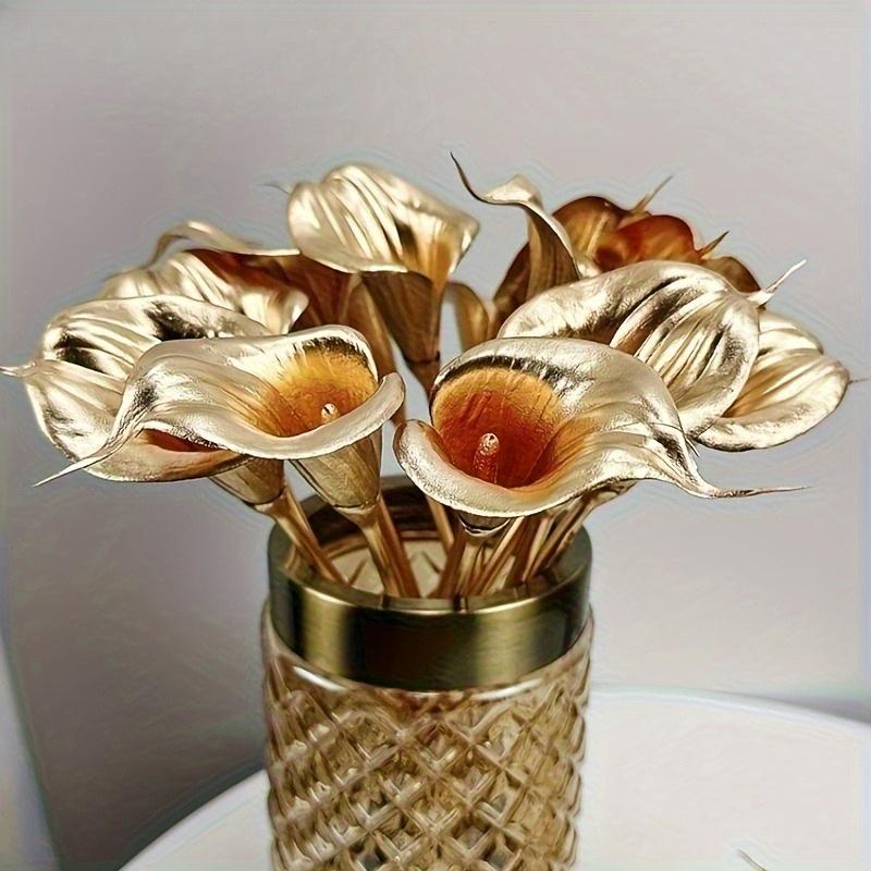 5/10 шт. Искусственные цветы Домашнее украшение Золотая калла Пластик Гостиная Настольный декор Украшение цветами для свадебной вечеринки