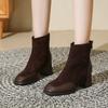 2024 Новый стиль Удобные темпераментные женские ботинки Профессиональные толстые каблуки до середины икры Универсальные женские ботинки на весну и осень