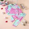 2pcs/Set Tie Dye Hoodie Short Sweatshirt Top + Jogger Pants Set Fashion Girls Outdoor Clothes Party Gift