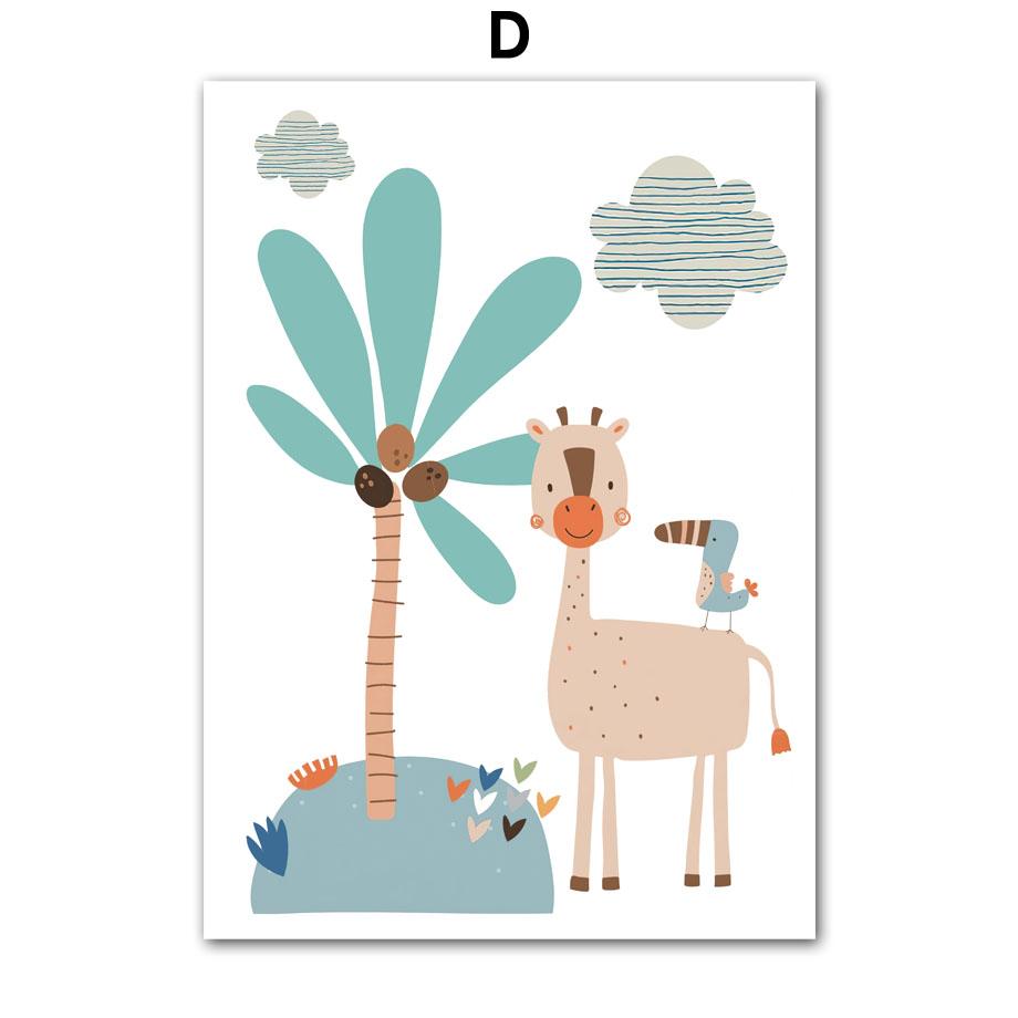 Giraffe Lion Elephant Toucan Jungle Animal Wall Art Canvas Painting Nordic Posters And Prints Wall Pictures Baby Kids Room Decor