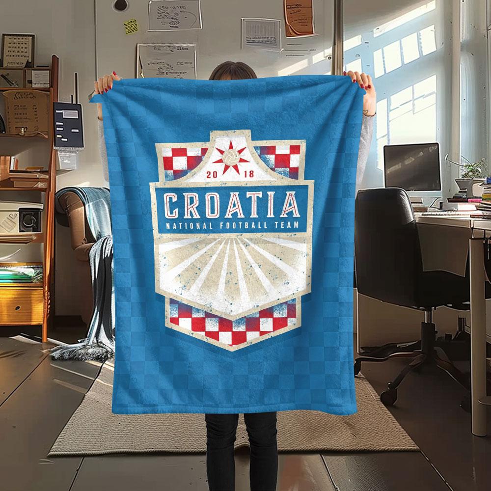 Croatia football Printed Flannel Blanket, soft throw for bedroom sofa, washable,soccer fan merchandise, great gift.