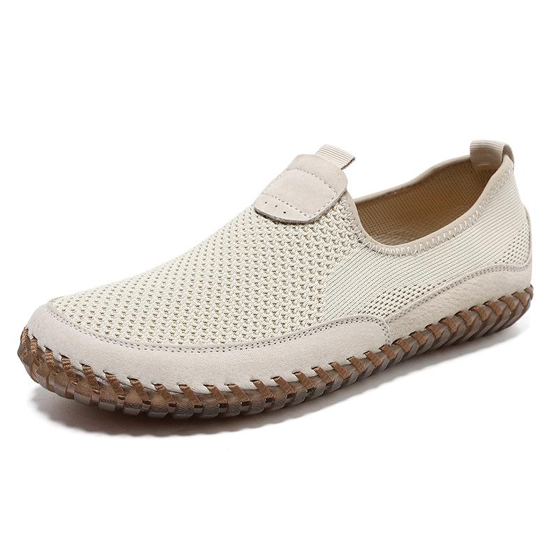 Men's shoes fly-woven mesh shoes spring and summer low-top elastic mesh cloth flat-soled handmade casual shoes single shoes