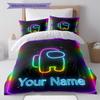 Among Us Custom Name Pattern Bedding,Quilt Set Quilt Cover Pillowcase Home Birthday Gift(1 * duvet cover + 2 * pillowcase, without core)