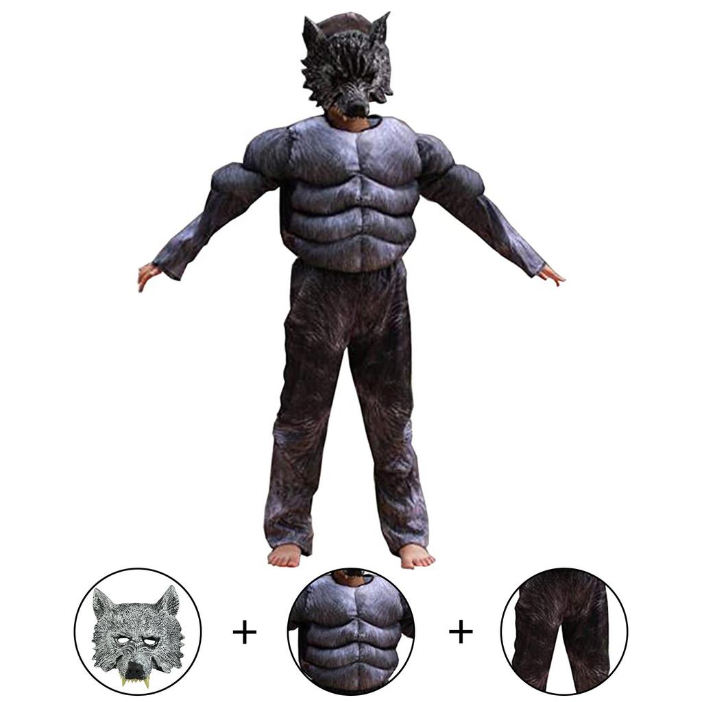 Halloween Child Muscle Wolf Muscle Top +Pant +Wolf Mask