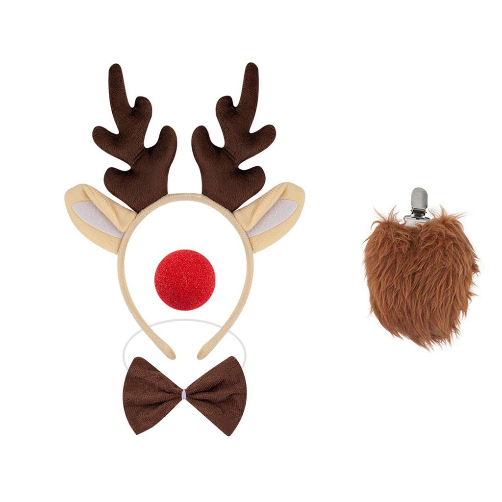 Рождественский ободок с оленьими рогами, регулируемый праздничный аксессуар для волос, праздничный головной убор для женщин и детей