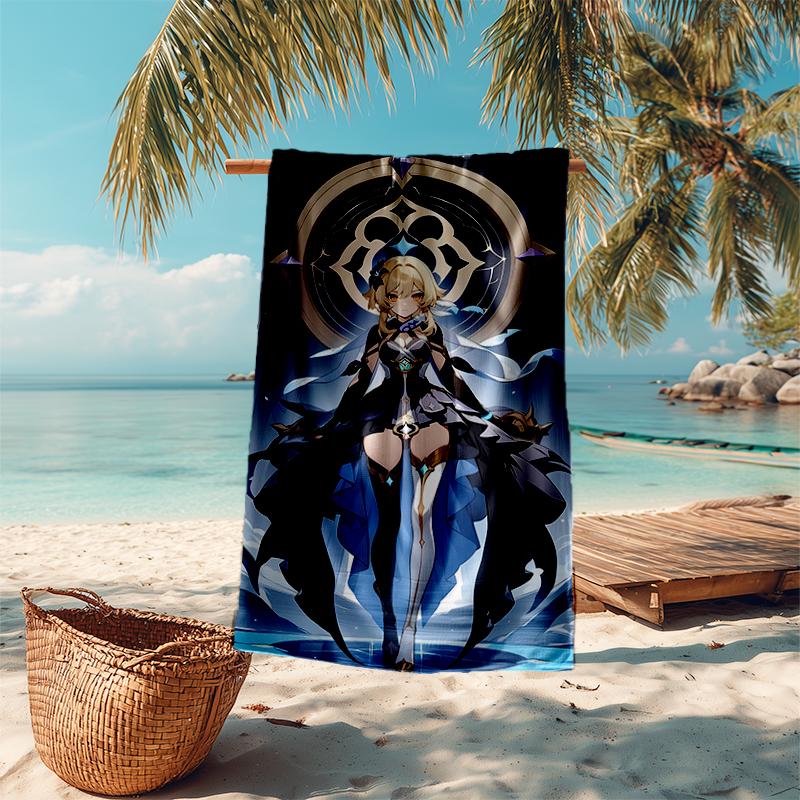 Ultra-Soft Beach Towel with Genshin Impact Theme,Ideal for Pool - Camping, Diving - Perfect Travel Essential, Vibrant Beach Towel.